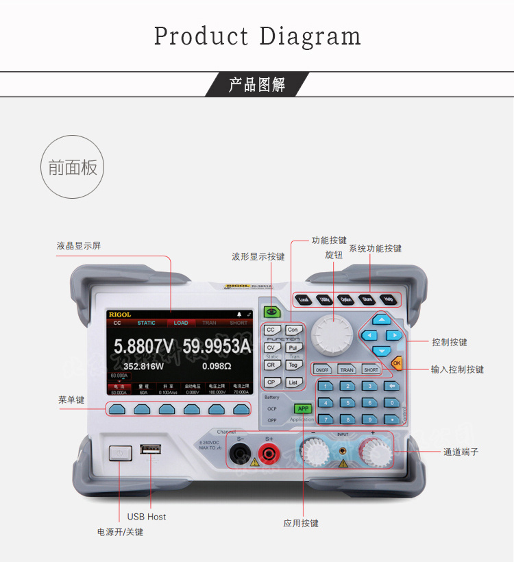 Rigol普源 DL3000系列 可编程直流电子负载DL3021 DL3031 DL3021A 3031A功率350W