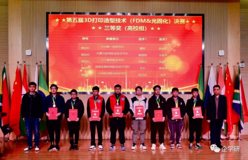 祝贺！一带一路暨金砖大赛第五届3D打印造型技术（FDM&光固化）决赛成功举办