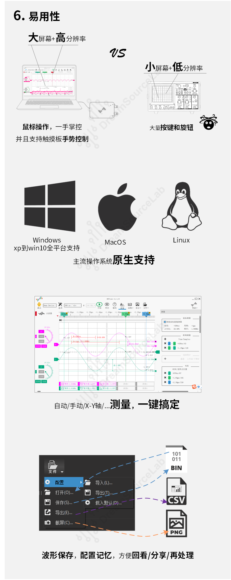 DSCope超便携示波器 50M带宽 200M采样 双通道 USB供电 创客工具（DSCope U2B20）