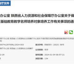 陕西省第五批基础教育教学名师培养对象名单公布